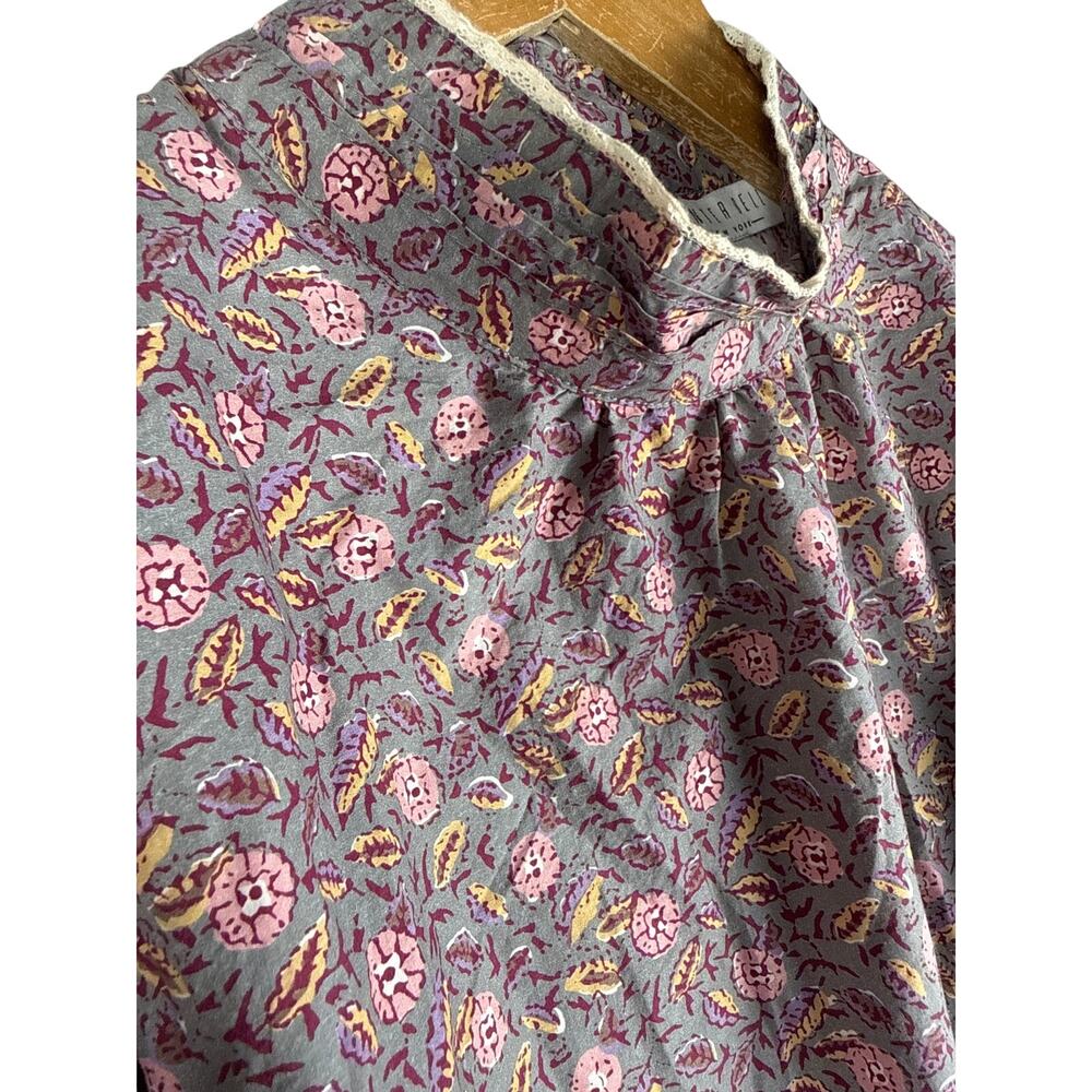 Hunter Bell Molly Blouse Puff Sleeve Printed Poplin Cotton Size Large - Picture 7 of 10